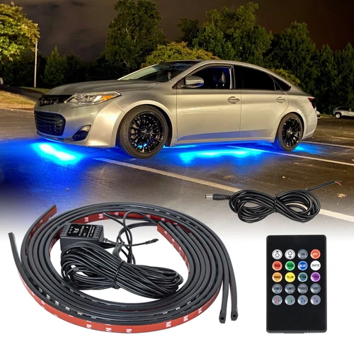 Imagen 2 del producto Tira de luces LED Flexible para coche, control remoto por debajo del cuerpo/aplicación, luces de neón RGB, atmósfera ambiental, Lámpara decorativa automática