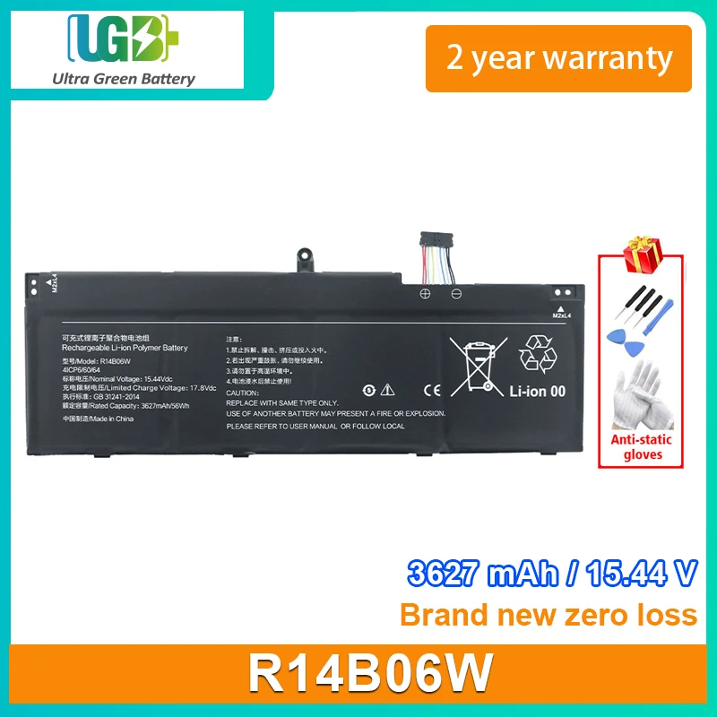 

UGB New R14B06W Laptop Battery For Xiaomi RedmiBook Pro 14 Thin and Light Computer 4ICP6/60/64 56Wh 15.44V