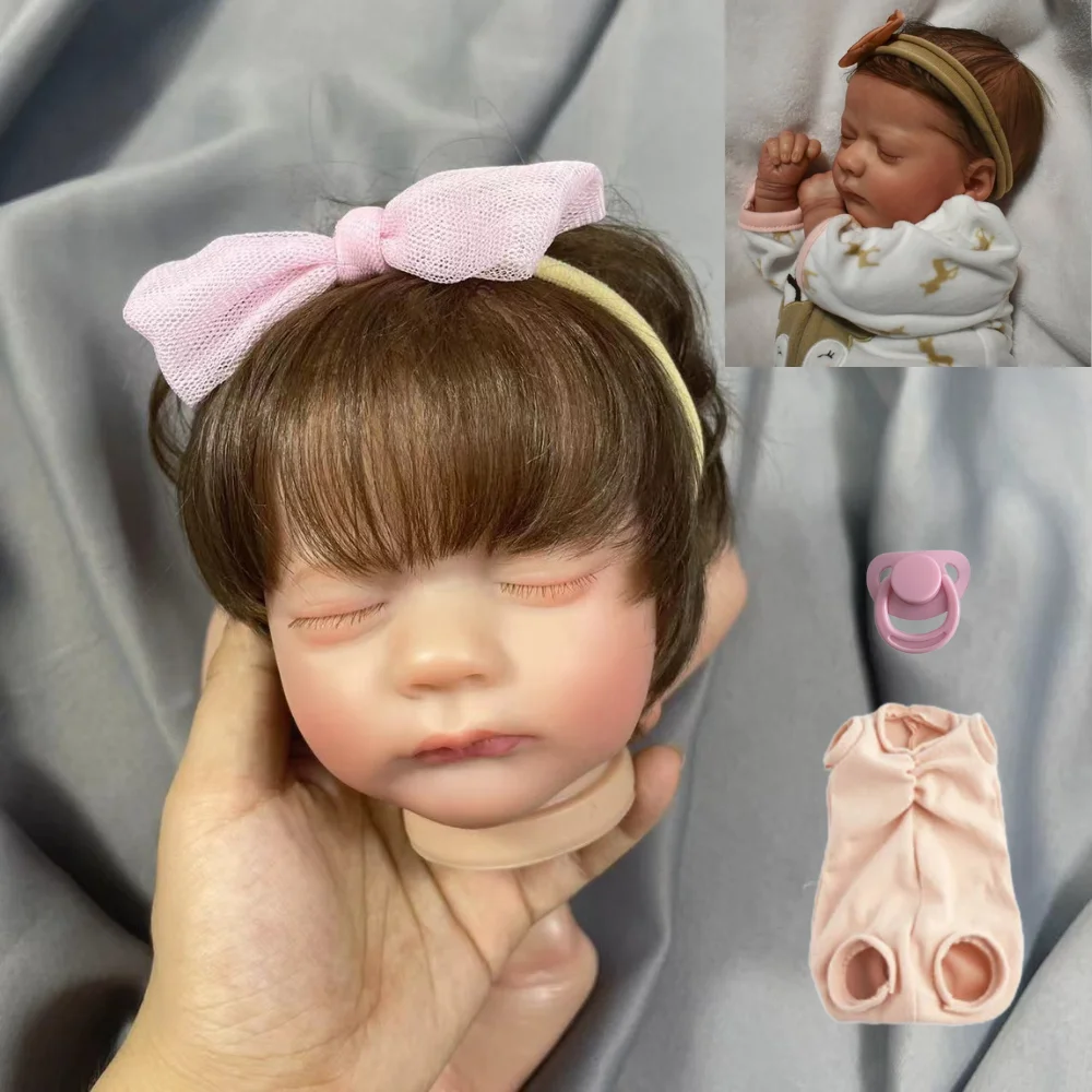 17Inch Painted Reborn Doll Kit Premature Baby Size Hand-rooted Hair and Eyelashes With Cloth Body Unassembled DIY Doll Parts