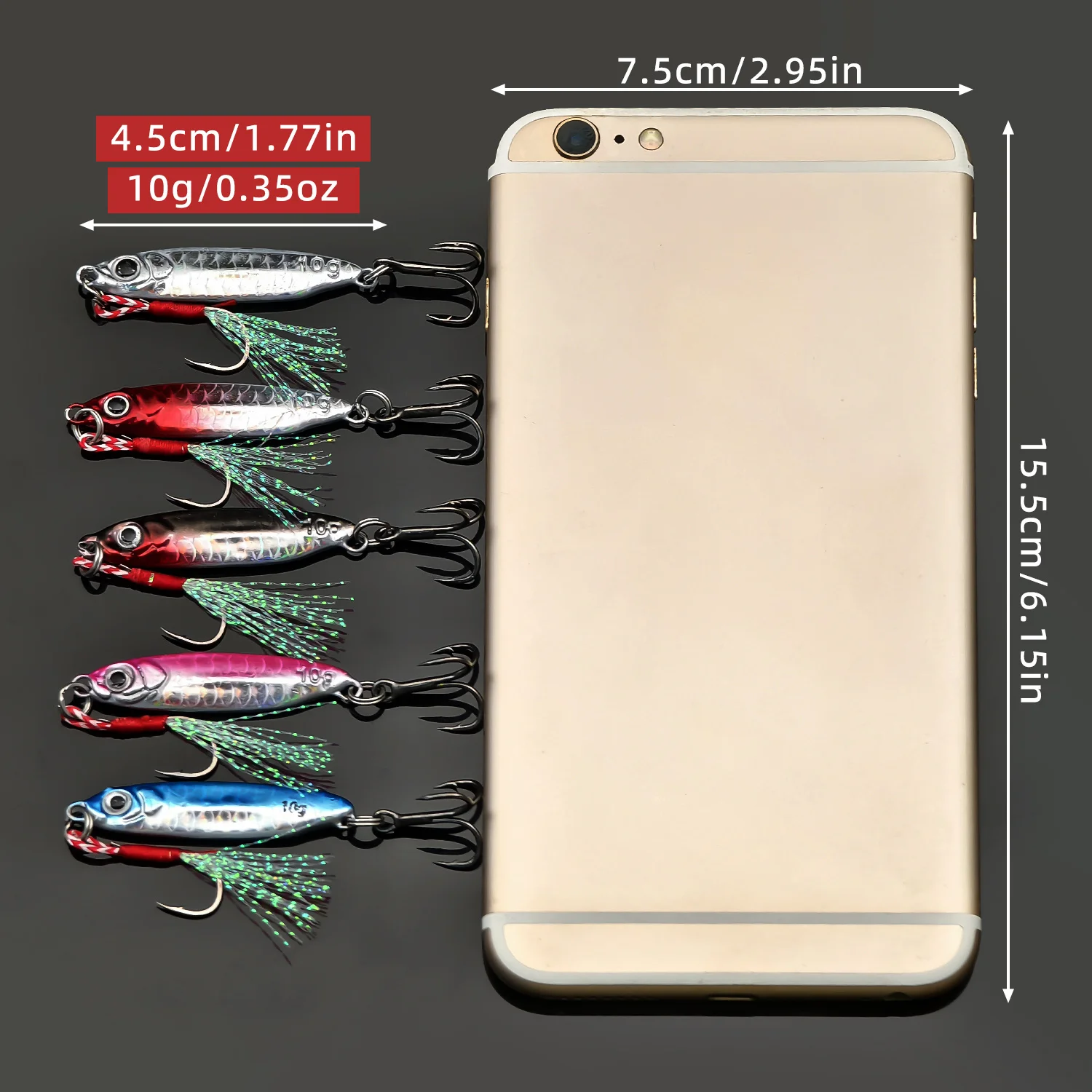 ANFS 5 قطع من الرقصة المعدنية الطويلة مع خطافات مزدوجة، طُعم مزيف VIB للمياه العذبة والمياه المالحة - هدايا رائعة لصيد الأسماك للرجال #4