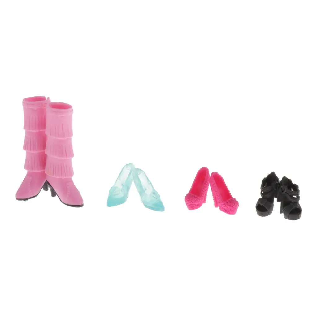 4 คู่ตุ๊กตารองเท้าส้นสูงรองเท้าแตะสําหรับ 1/6 BJD ตุ๊กตาชุดอุปกรณ์เสริม