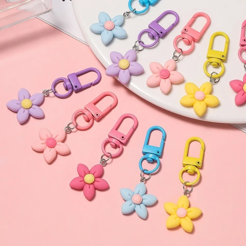 Модный брелок с цветком из смолы, красочный автомобильный брелок для ключей, цветочный рюкзак, подвесное украшение