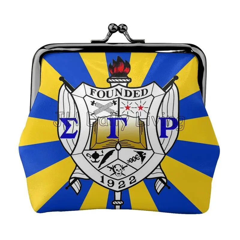 Sigma Gamma Rho 1922 SGR Mini Leather Purse Small Change Pouch with Kiss-Lock Clasp Closure Buckle Wallet for Girls Women Gifts