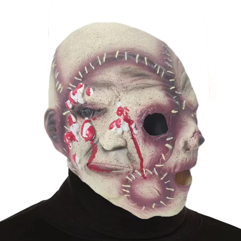 

Three-sided Ghost Latex Mask Halloween Horror Bloody Three-sided Man Full Face Mask Headgear Ghost Festival Dance Dress Up Horror Props