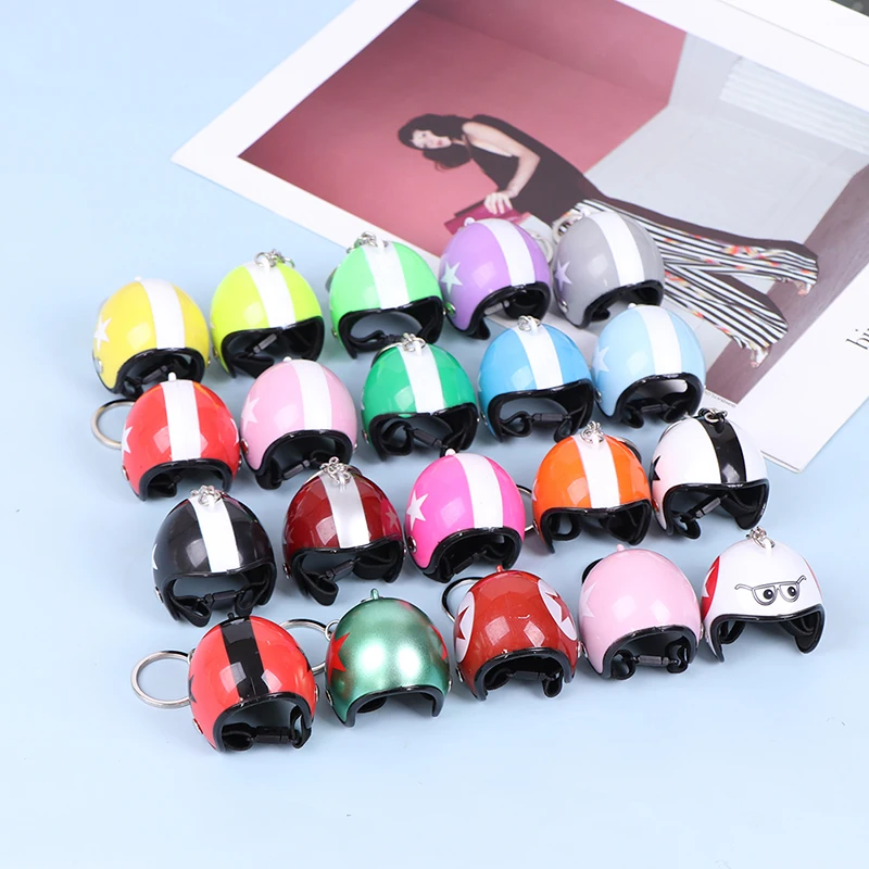 Motorcycle Helmets Key Chain Women Men Cute Safety Helmet Car Keychain Bags