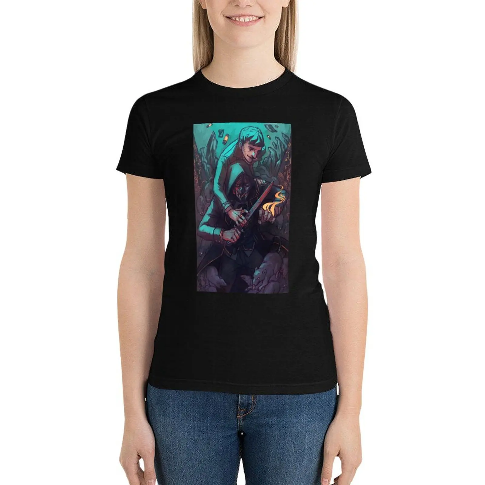 one stabby boi and his emo whale god T-Shirt lady clothes cute clothes T-shirt Women