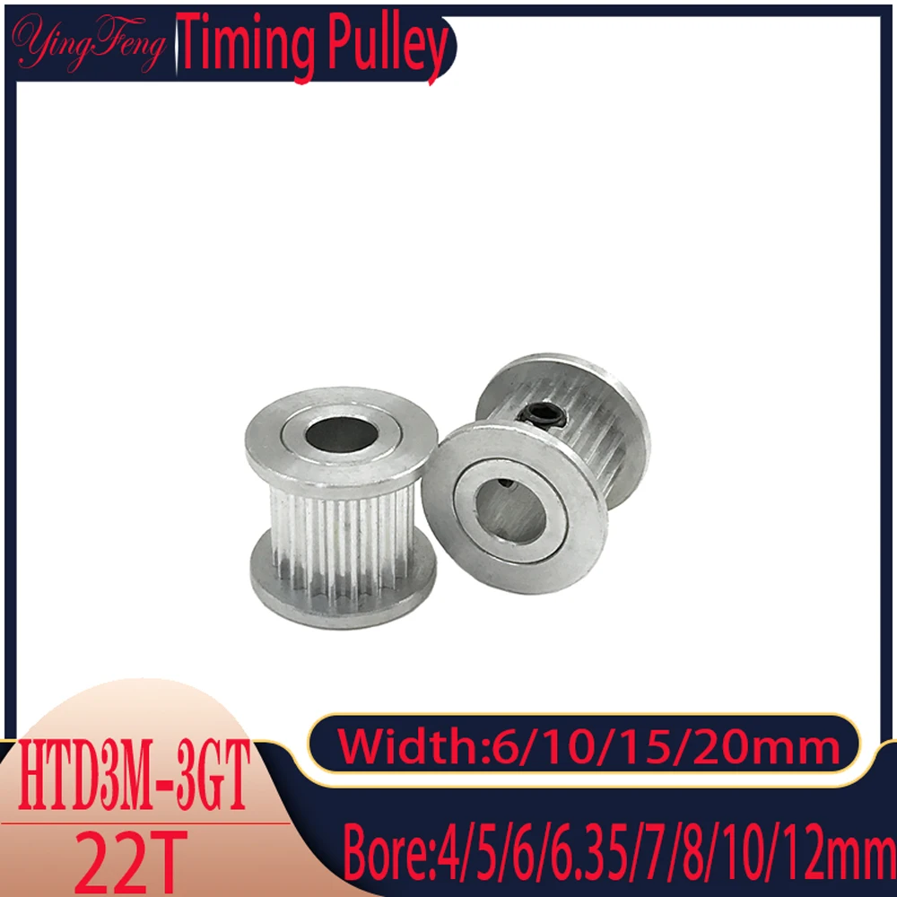 

3M 22T Aluminum Alloy Timing Pulley 4/5/6/6.35/7/8/10/12mm Aperture Gear Pulley 6/11/15/20mm Bandwidth Synchronous Timing Pulley