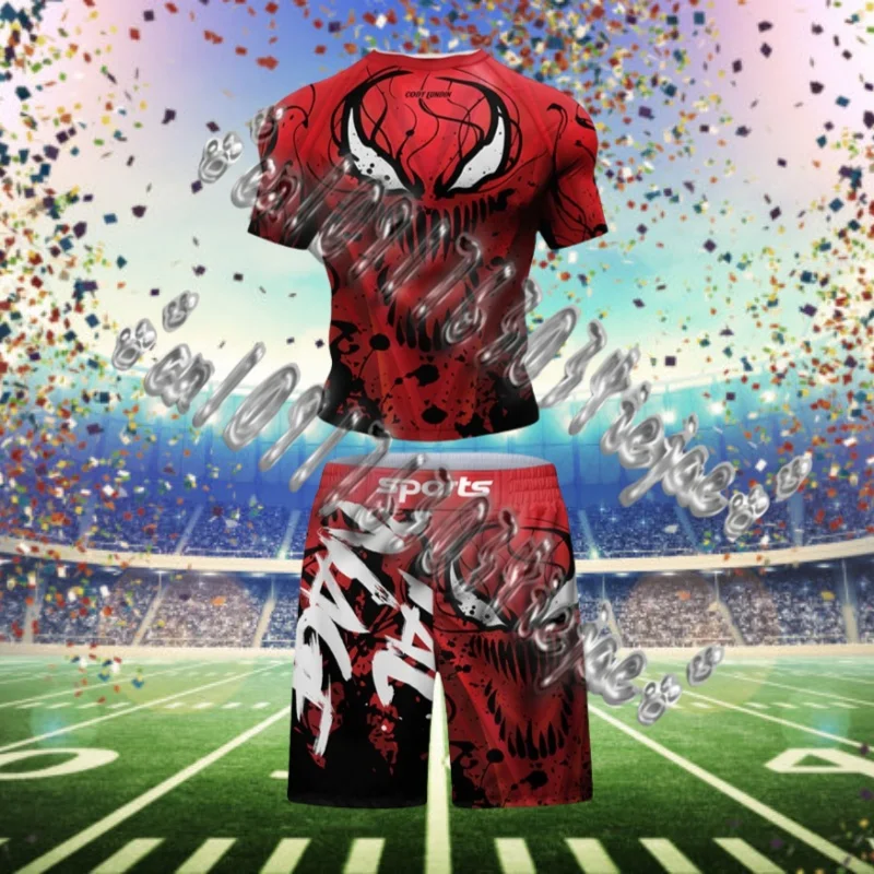 

Jiu Jitsu Rashguard For Men MMA Boxing T-shirt +Pants Shorts Muay Thair Brazilian Grappling Bjj Gi Rash Guard Sport Fightwear