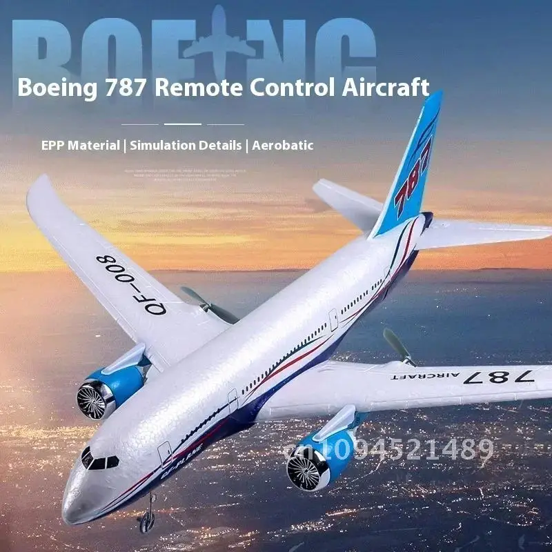 RC Boeing 787 Glider Qf008 2.4G Electric Remote Control Plane Three-Channel Fixed Wing Aircraft Passenger Jet Model Toy Kid Gift