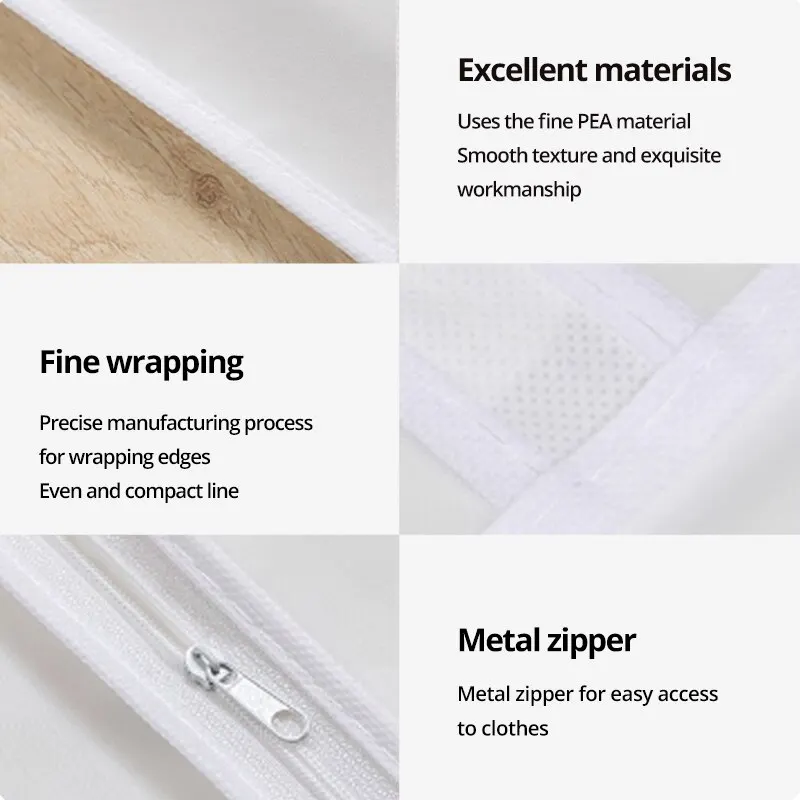 Clothes Dustproof Bag Household Transparent Waterproof Coat Suit Cover Washable Hanging Pocket Clothing Organizer