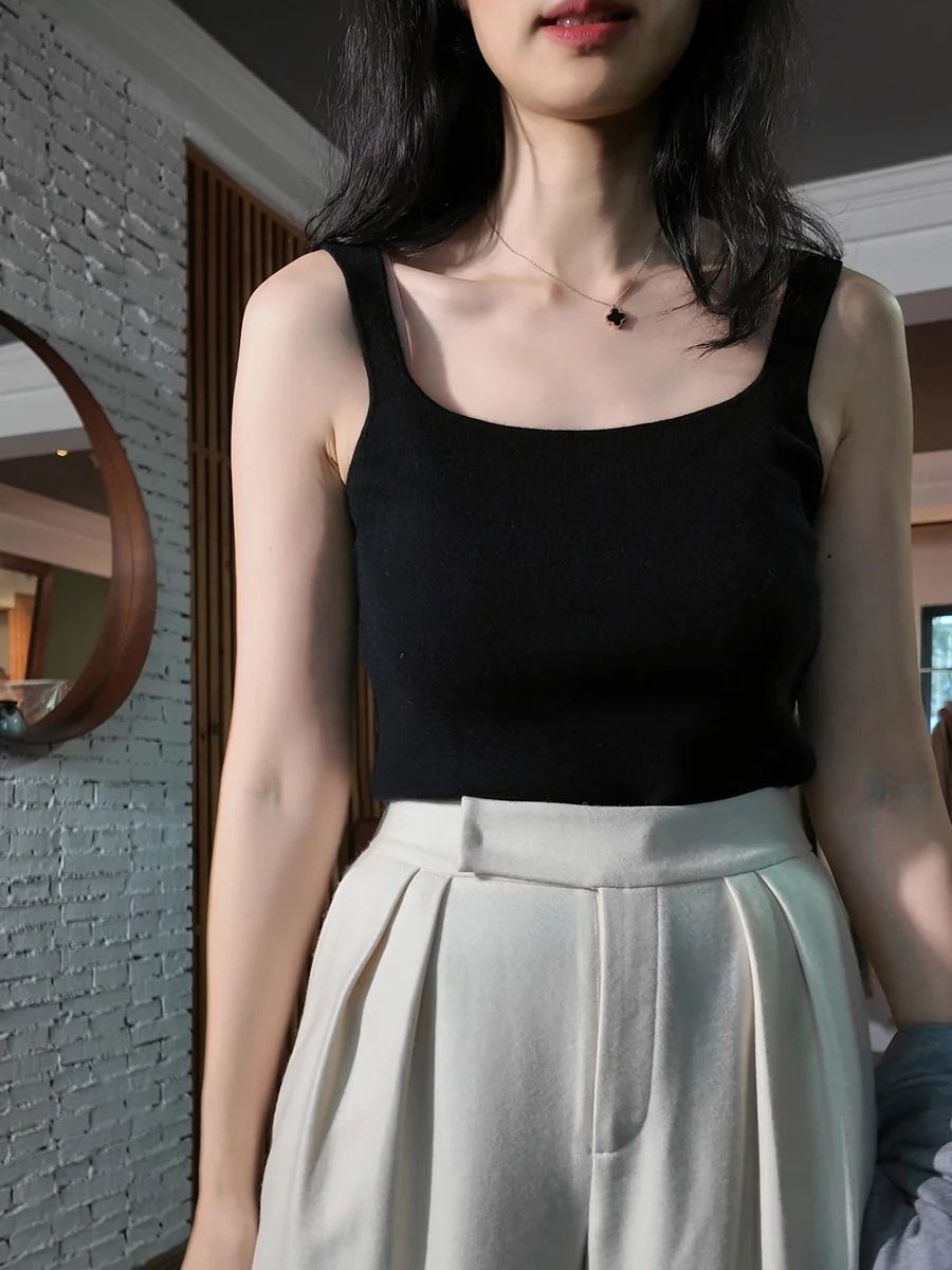 

Вязаный жилет Freeare Camere для женщин: модный, эластичный, облегающий, с квадратным вырезом, теплый, универсальный вязаный топ-майка