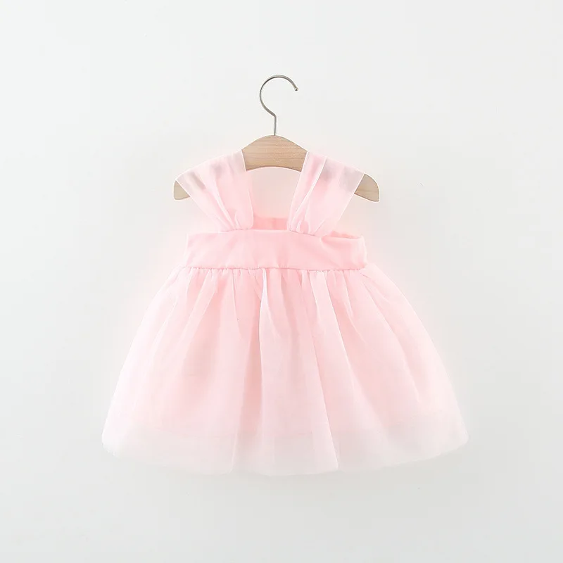 Summer Girl Dress New Mesh Flower Sweet Korean Version Dress Princess Dress Suitable for Babies Aged 0-3