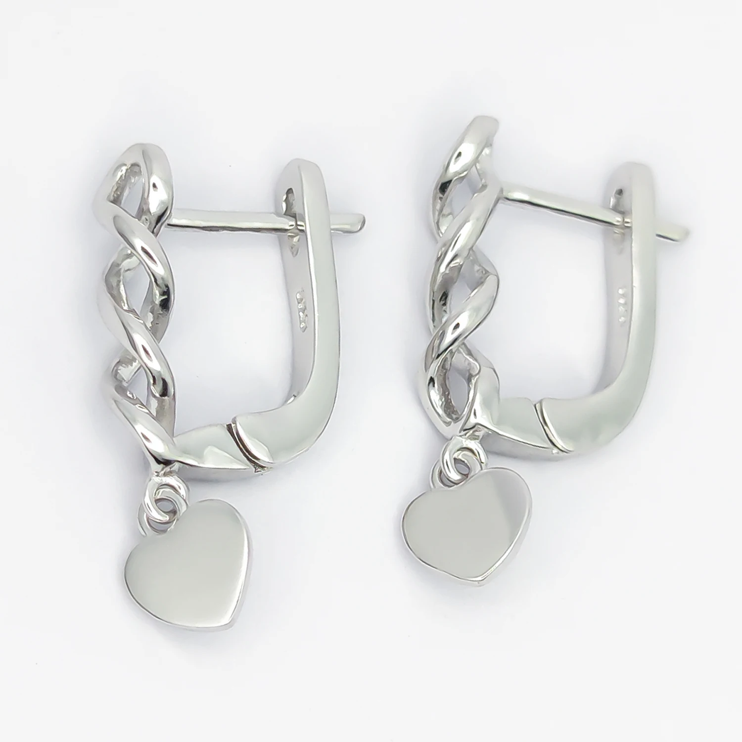 

HESHI 925 Sterling Silver Heart Double Helix U Hoop Drop Earrings for Women Girl Sisters New In