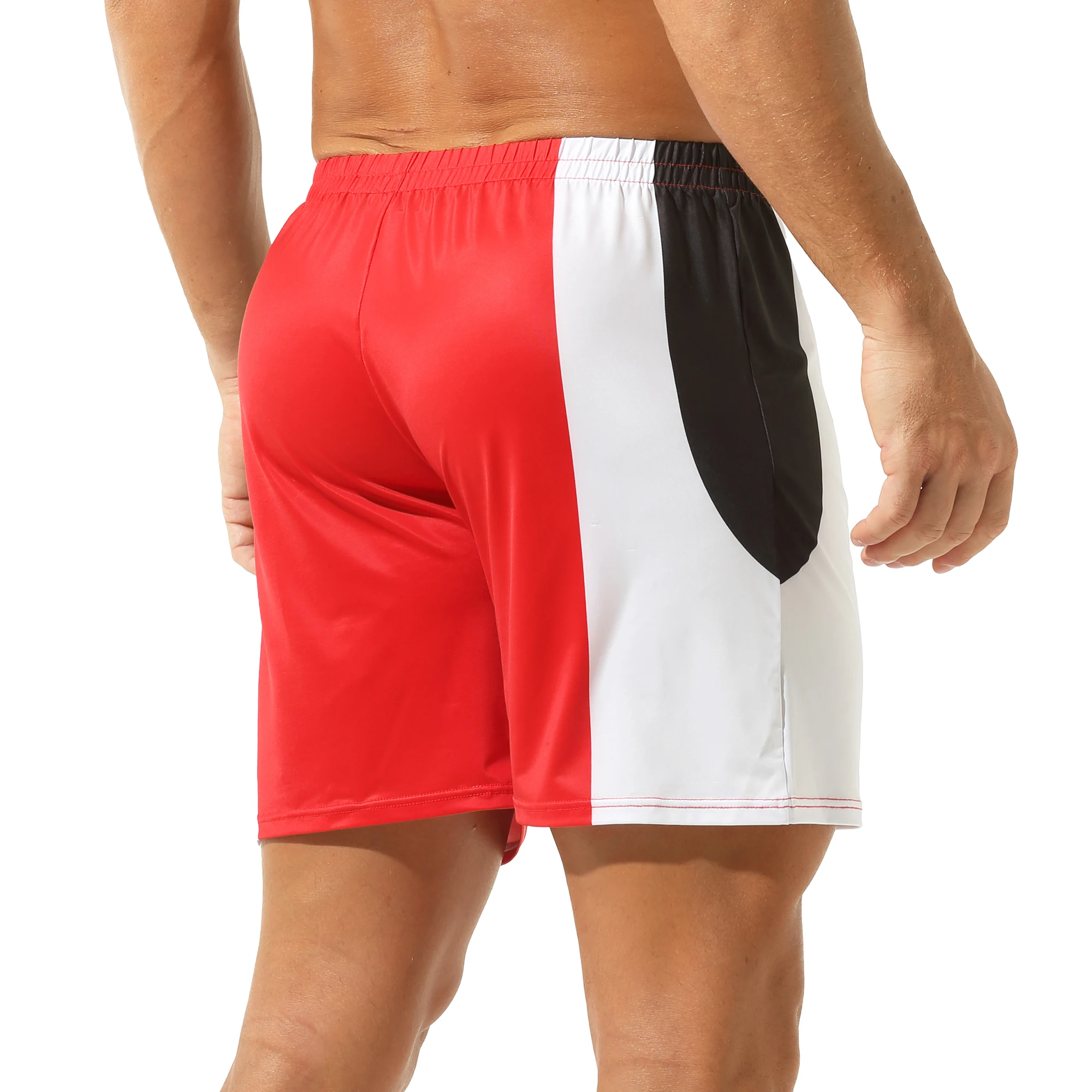 

Mens Casual Loose Sports Shorts Fashionable Color Blocked Home Clothes Beach Flat Corner Briefs Breathable Sports Fitness Shorts