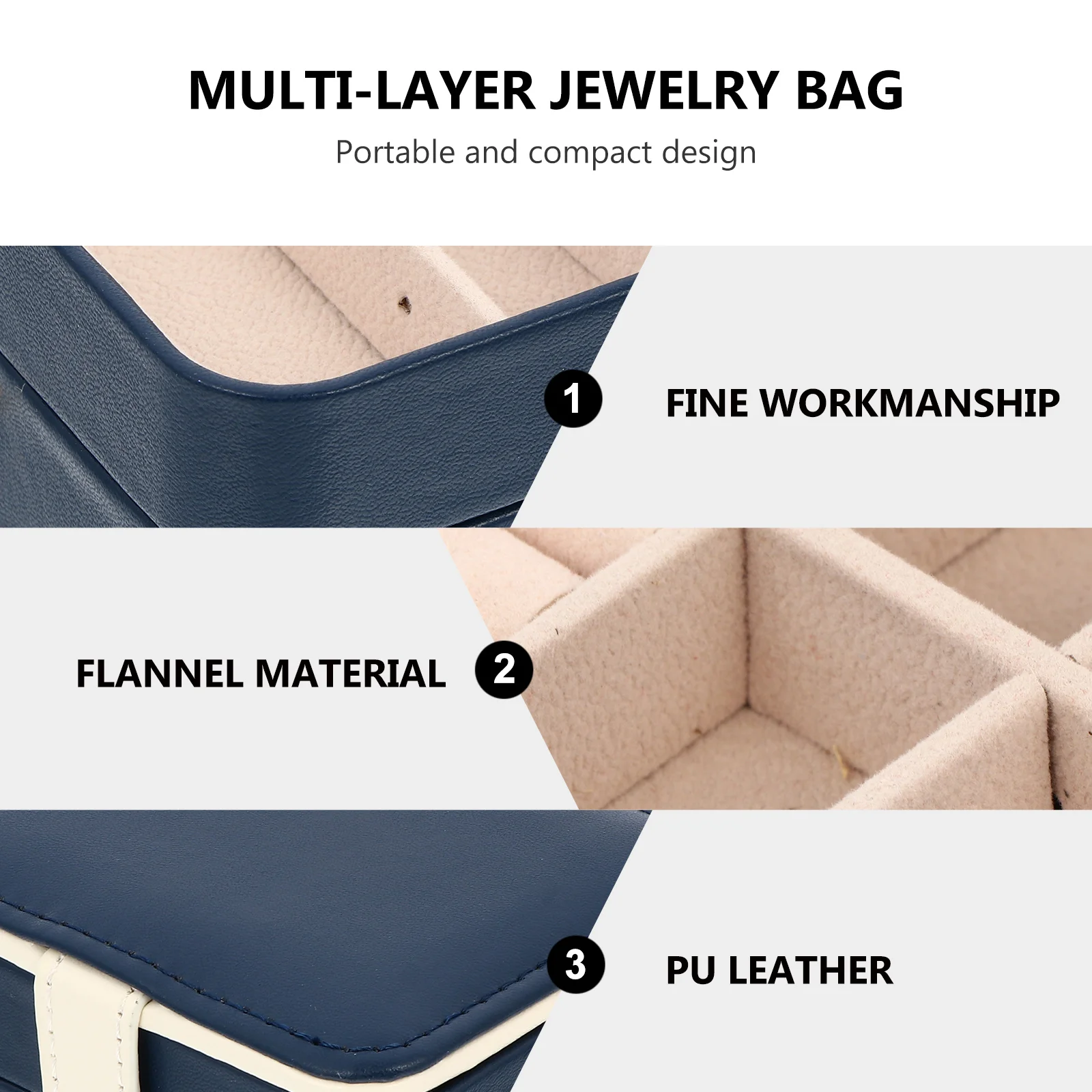 1Pcs Multilayer Jewelry Box PU Durable Organizer Storage Case Mirror Earrings Bracelets Rings Container Display