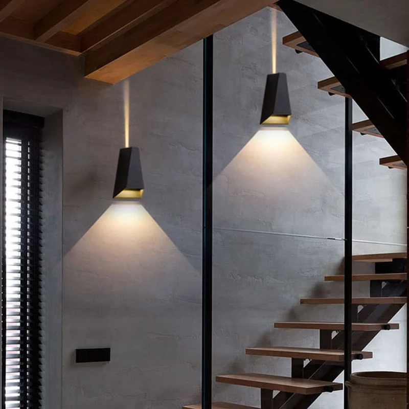 Lámpara de pared LED IP65, candelabro para exteriores, balcón, porche, jardín, patio, pasillo, decoración, iluminación, lámpara de noche interior, aluminio AC110V 220V