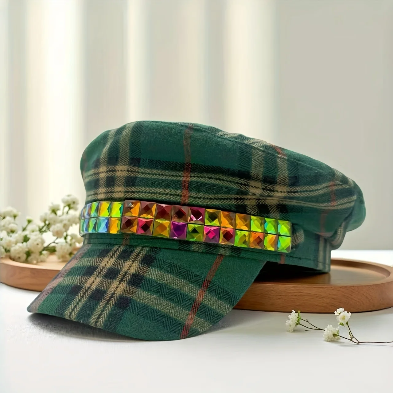 HongLuan zoet geruit patroon baret en krantenjongenspet vrouw, cosplay vrouwelijke accessoires