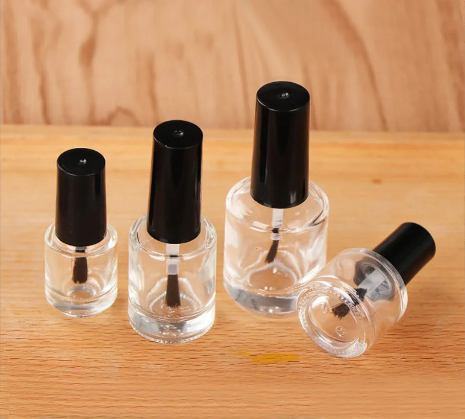 10ml round clear glass bottle brush lid art nail polish enamel nutrient essential oil make up cosmetic container packing