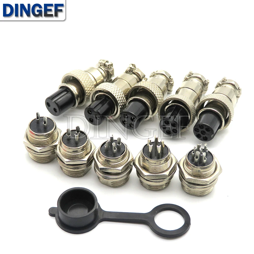 1Set/lot GX12 2/3/4/5/6/7 Pin Male + Female 12mm L88-93 Circular Aviation Socket Plug Wire Panel Connector with Plastic Cap Lid