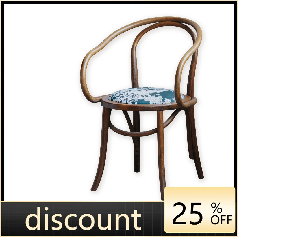 LMM Solid Wood Dining Chair Modern Simple Household Nordic Medieval Soft Bag Armchair