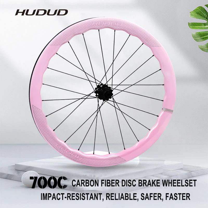 

HUDUD CARBON ROAD BIKE WAVE RIM WHEELSET 36T RATCHET HUB Macaron Finish