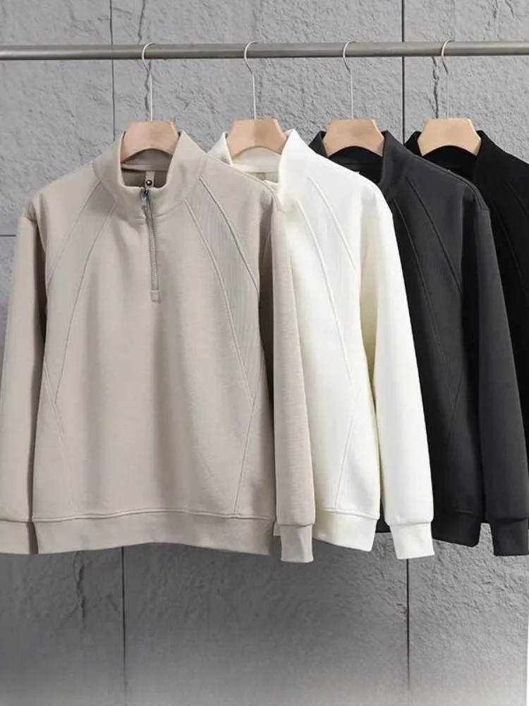 

Men's Casual Long Sleeve Hoodie Zipper Design Spring Fashion Shoulder Drop Versatile Loose Fit Comfortable Breathable Cotton