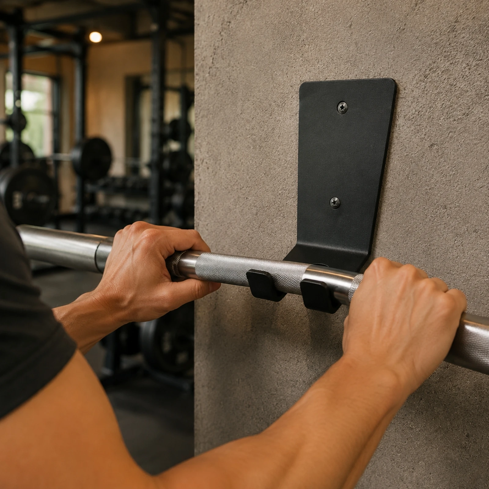 Wall-Mounted Barbell Holder with U-Shaped Cradle-Shaped Cradle Heavy Duty Wall Mounted Barbell Holder Fitness Equipment Sturdy