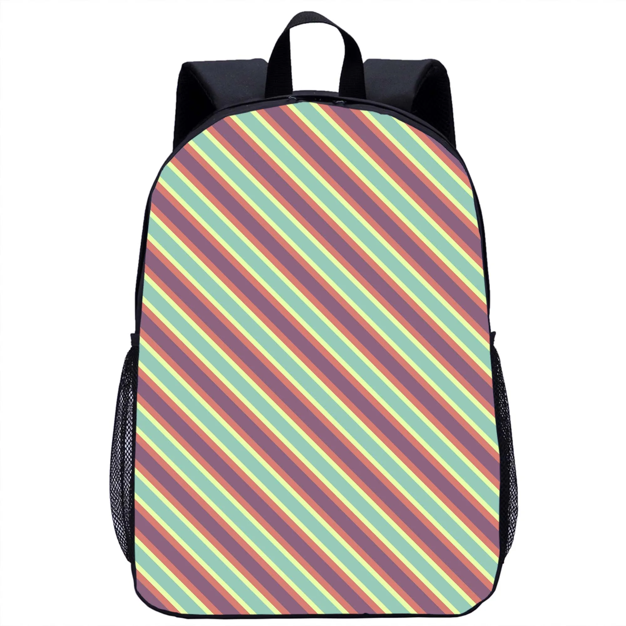 Colorful Stripe Print Backpack Girls Boys School Bag Teenager Travel Storage Rucksack Laptop Bag Woman Men Daily Casual Backpack