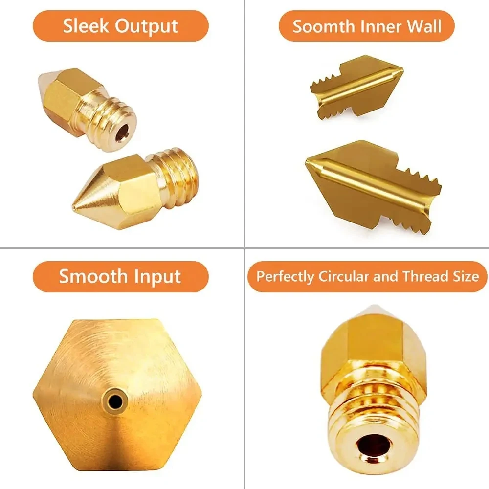 Official Creality Brass Nozzles 0.3/0.4/0.5/0.6/0.8/1.0mm for Ender 3/Ender 3 V2/Ender 3 Pro/Ender 3 Max /Ender 5/CR 10 Series