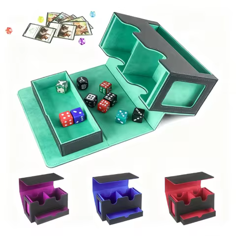 3 In 1 Trading Commander Card Deck Case PU Leather Card Storage Box Holds 200+ Magnetic Closure Card Holder for PKM MTG TCG Game
