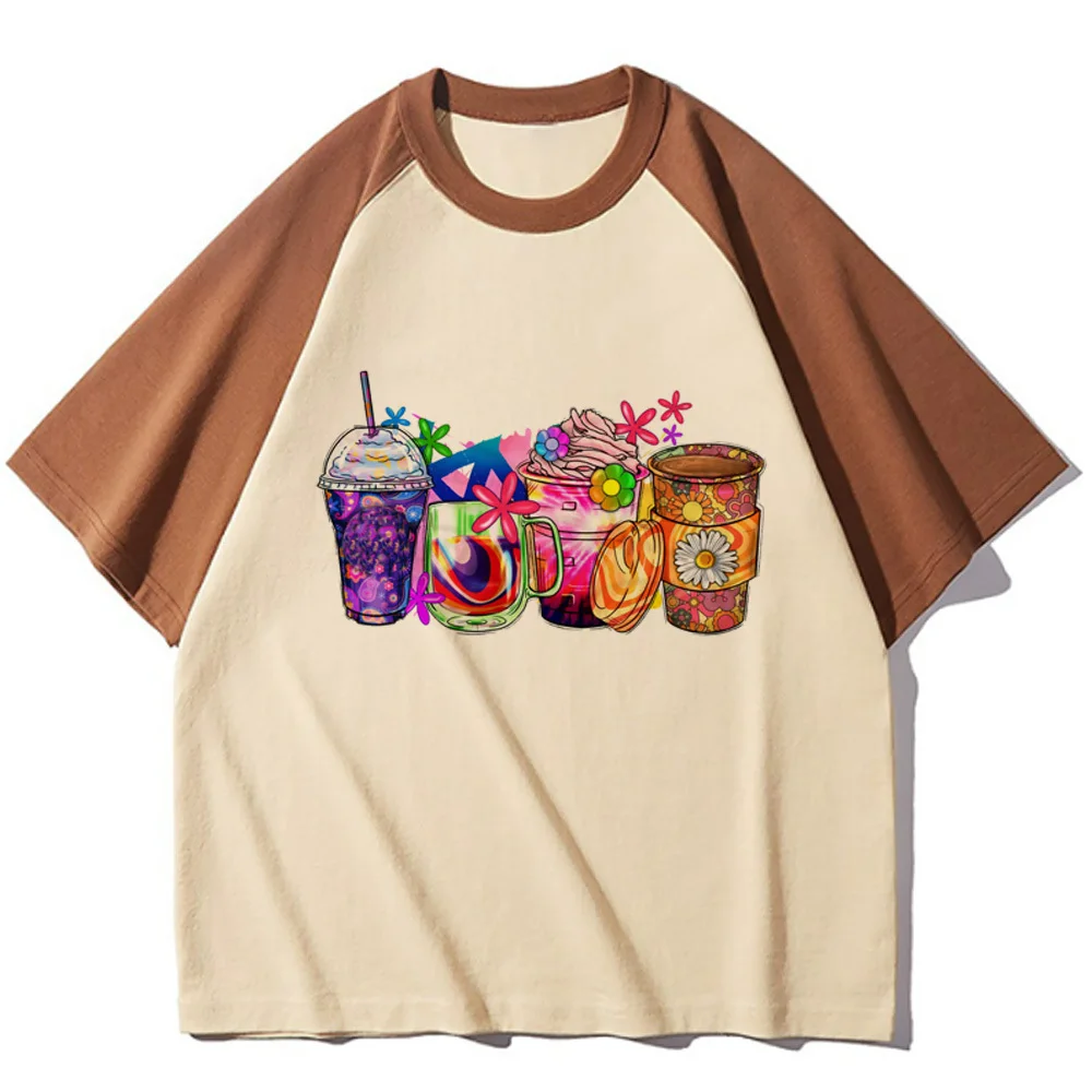 Watermelon Coffee t-shirts women summer active wear t-shirts girl 2000s Japanese funny clothes