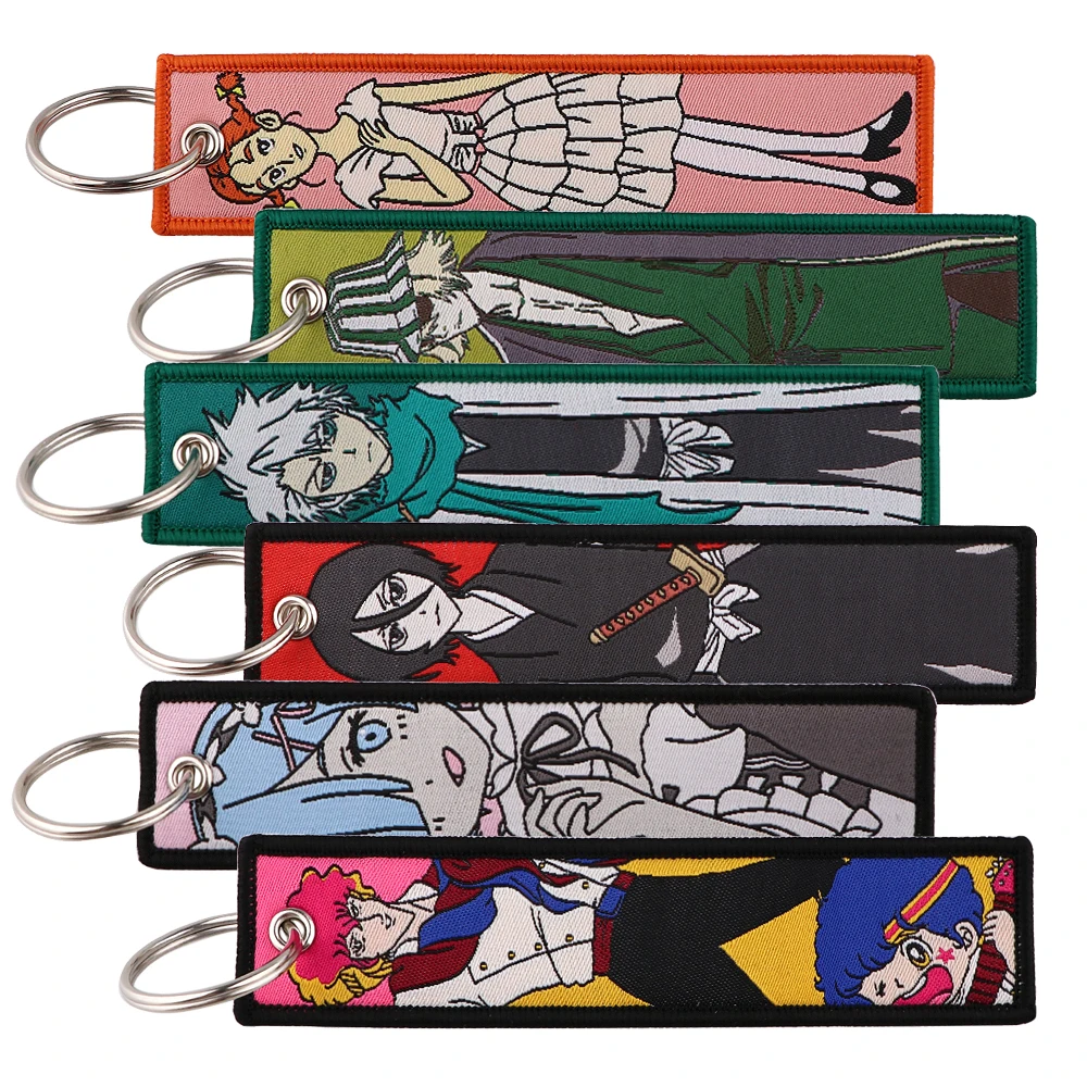 

Japanese Anime Ram Key Fobs Holder Embroidery Key Chain for Motorcycles Men Women Key Tags Key Rings Accessories