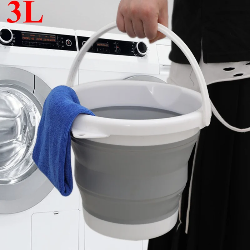 3L Foldable Bucket Cleaning Bucket Mop Bucket Portable Small Plastic Camping, Fishing, Car Washing Supplies To Save Space