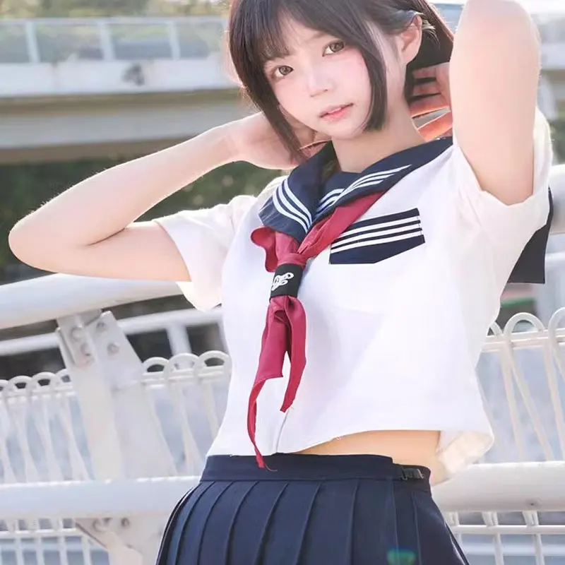 Japans Schooluniform Koreaanse Jk Uniform Wit Matrozenpak Navy Geplooide Rok Matroos Blouse Middelbare School Seifuku Cosplay Student