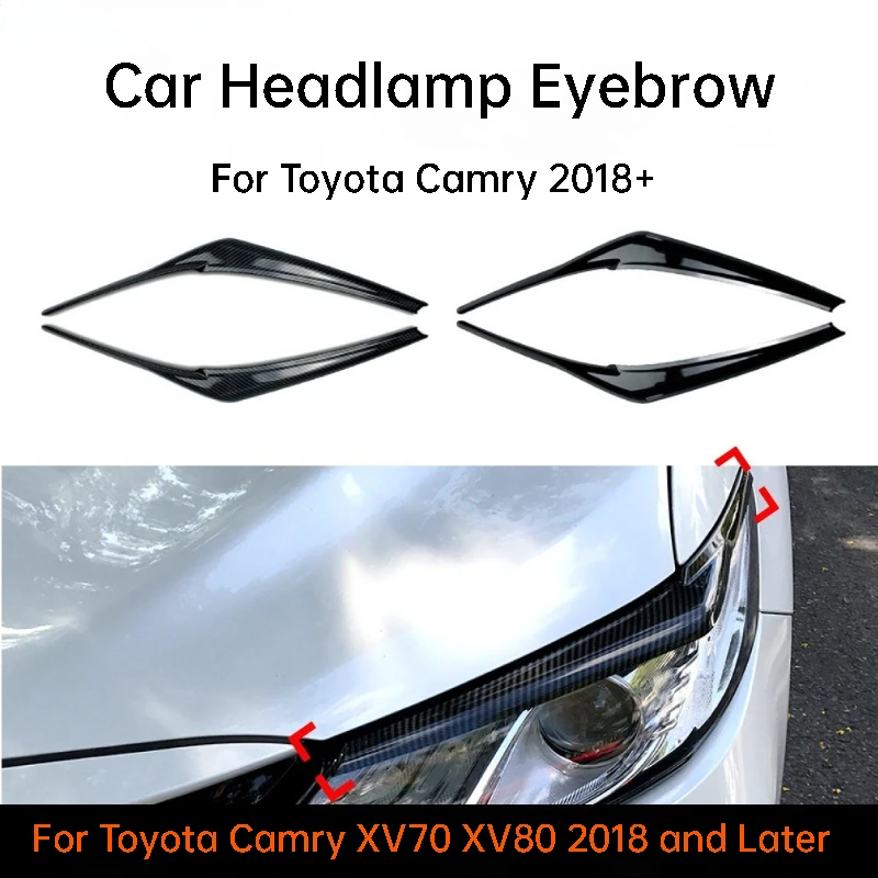 For Toyota Camry XV70 XV80 2018 and Later Car Headlight Eyebrow Surround Decoration Sticker Exterior Accessories