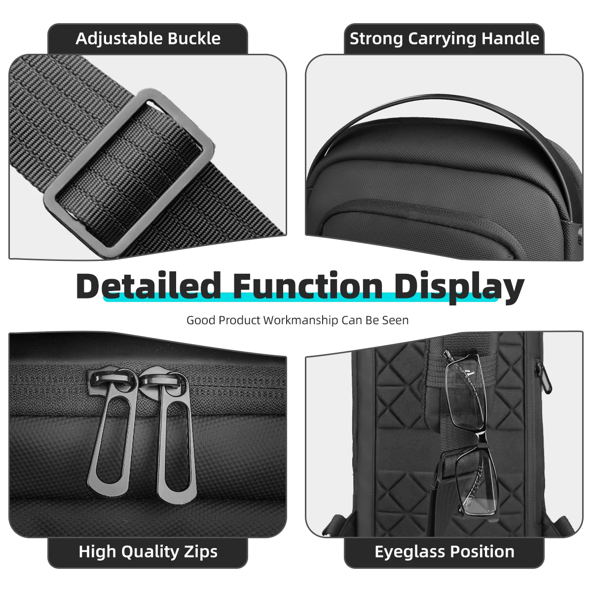 HcanKcan Fashion Chest Bag Multi-Layer Space Waterproof Shoulder Bag Large Capacity Crossbody Bag Breathable Casual Pack For men