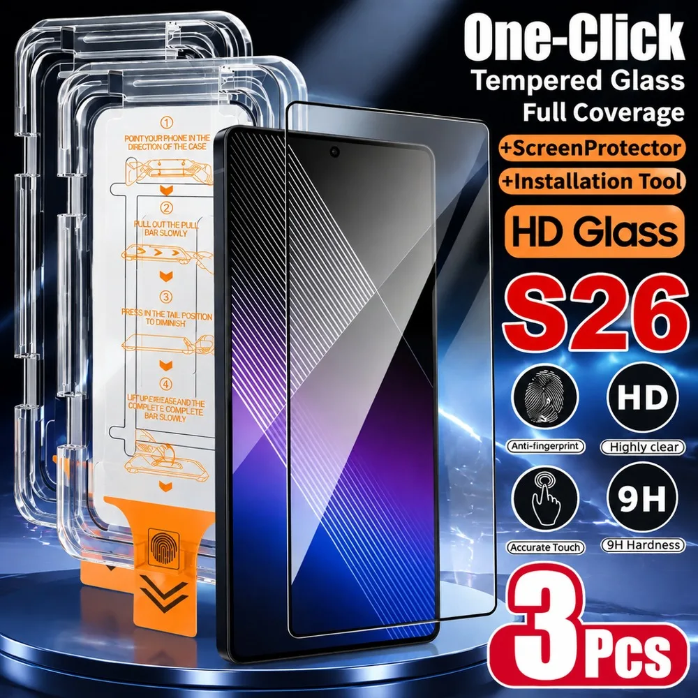3 Stück Panzerglas für Samsung Galaxy S26 Ultra S26+ Displayschutzfolie für Samsung Galaxy S26 S26 FE Kratzfest Bruchsicher