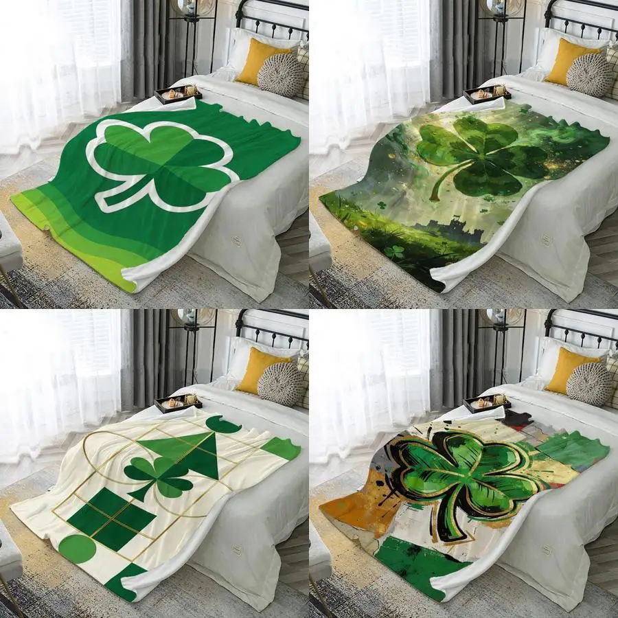 

2D Clover Pattern Blanket Microfiber Flannel Cover Blanket Bedroom Living Room Sofa Soft And Comfortable Home Decoration