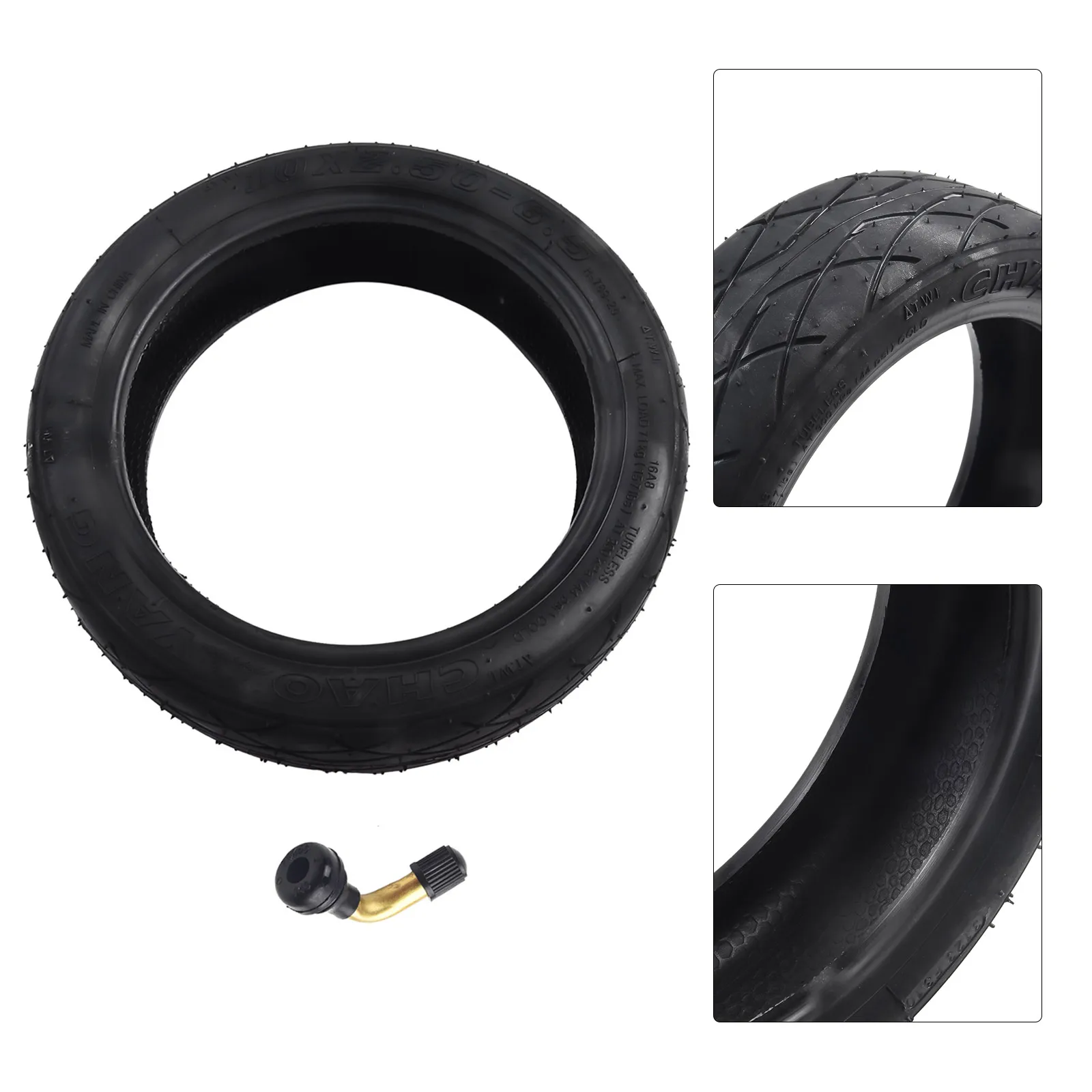 10 Inch 10x2.50-6.5 Electric Scooter Tubeless Tyre 60/70-6.5 Black Rubber Tire  For Ninebot Max G30 Electric Scooter Accessories