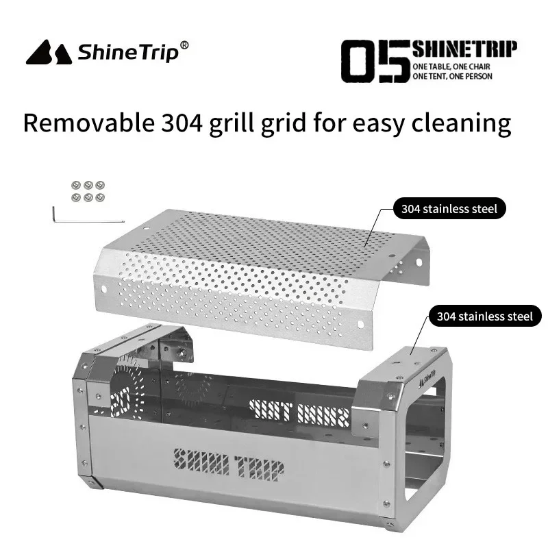 ShineTrip Outdoor Honeycomb Blat Incinerator Camping Winter Ambiance Ogrzewanie Grill ze stali nierdzewnej Stół odporny na ciepło