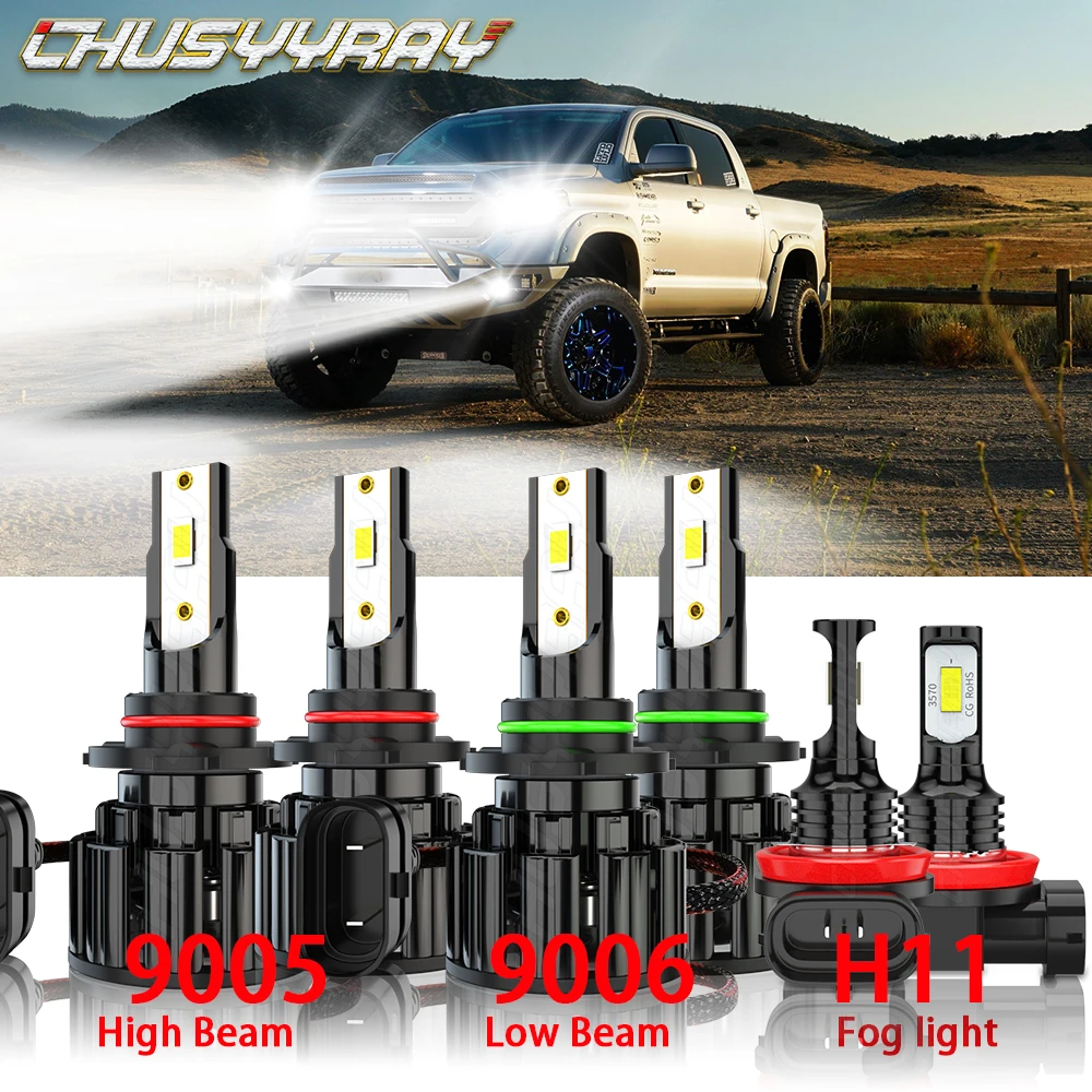 

CHUSYYRAY Car Lights 6x Compatible For Chevy Colorado 2004-2008 Combo 9005 9006 LED Headlight High / Low H11 Fog Light Bulbs Kit