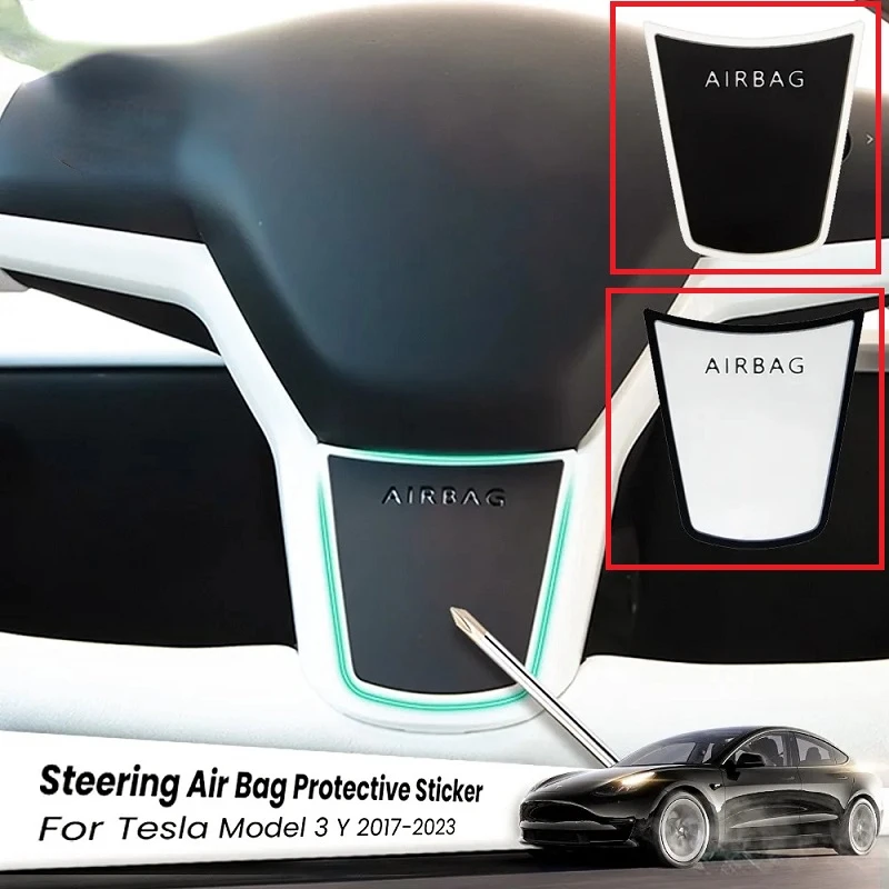 

For Tesla Model 3 Y 2023 2022 2021 Car Steering Wheel Panel Cover Sticker Trim Protective Sticker Frame Auto Interior Accessory