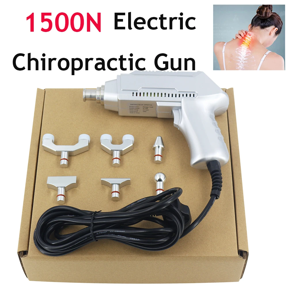 

1500N Chiropractic Adjusting Tool Spine Correction Gun 6 Heads Adjustable Intensity Therapy Spinal Health Care Massager 2022