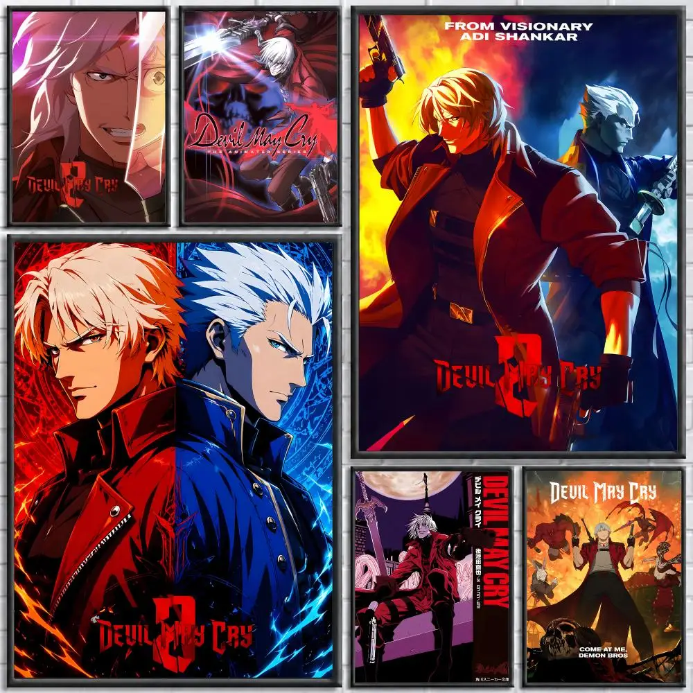 Game Devil May Cry Poster Self-adhesive Art Waterproof Paper Sticker Coffee House Bar Room Wall Decor
