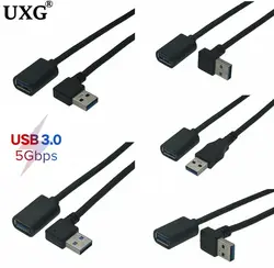1m 0.6m 1.5m USB 3.0 Right Left Up Down Angle 90 Degree Extension 5Gbps USB Cable Male To Female Adapter Fast Transmission Cord