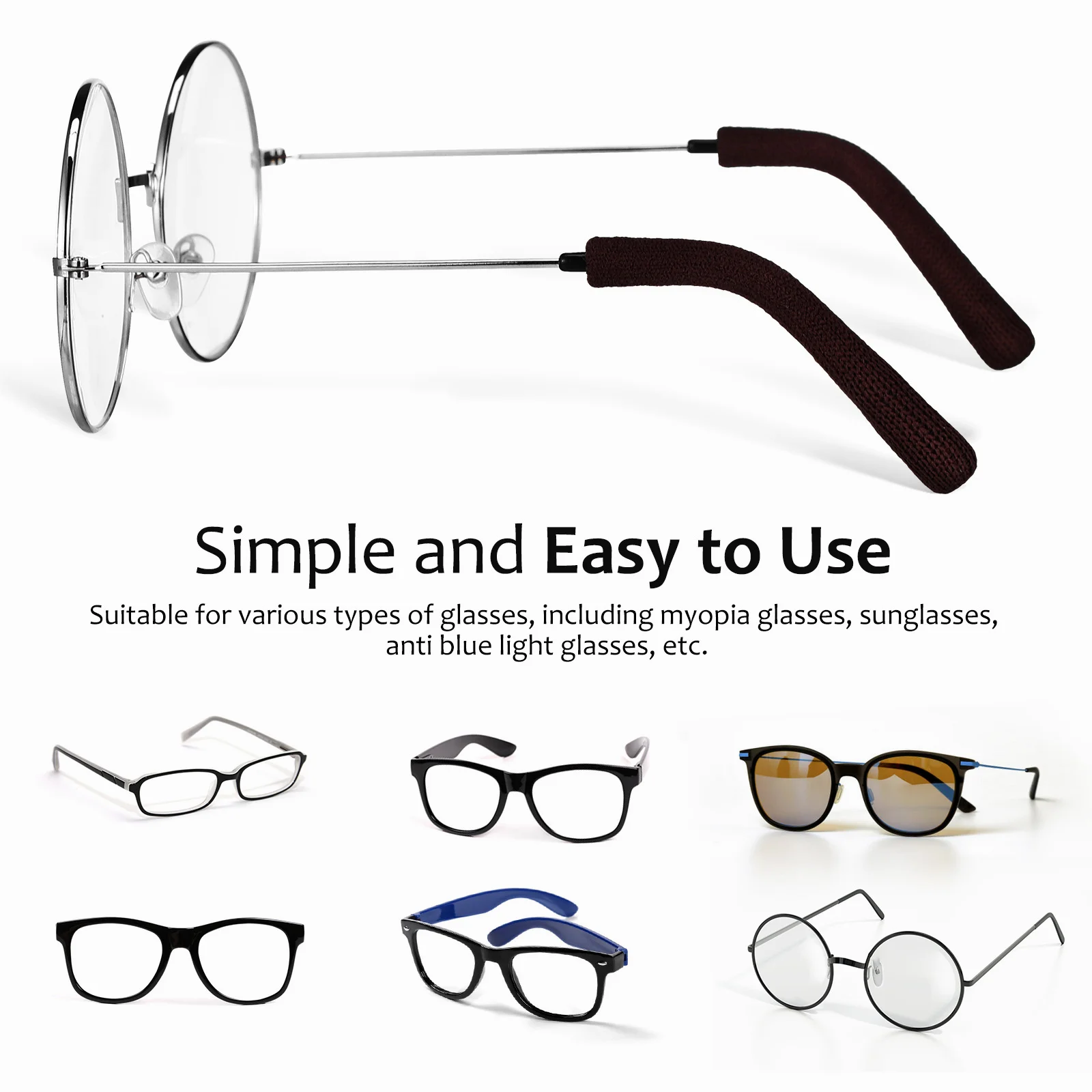 3 Pairs Glasses Holder Eyeglasses For Hooks Non-slip Grips Pads Spandex Anti