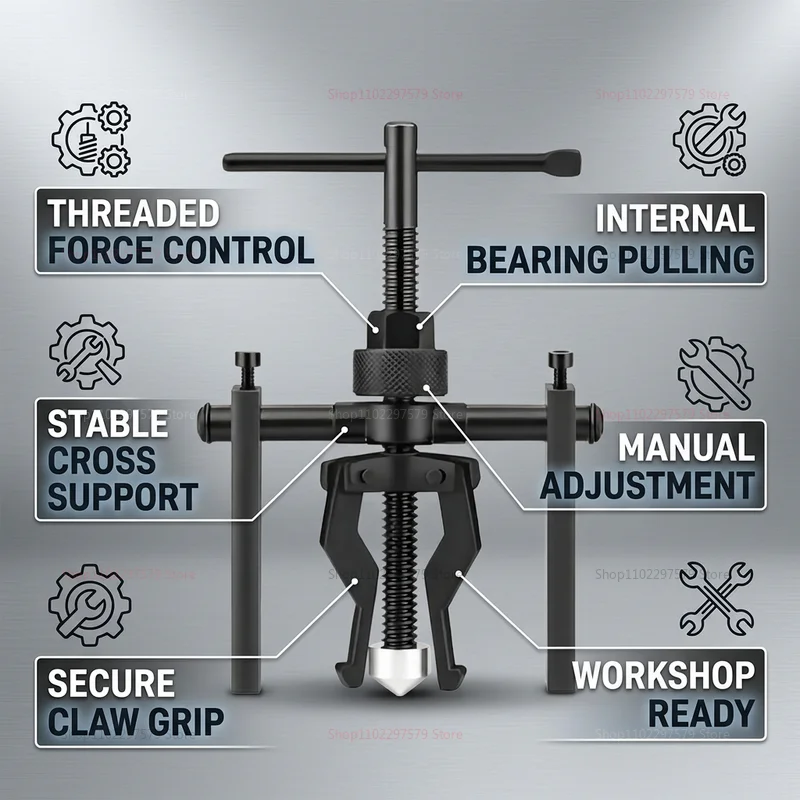 Three-Claw Bearing Puller Tool Car Repair Gear Separator Inner Bearing Extractor Automotive Gear Removal Tool for Cars and Bikes