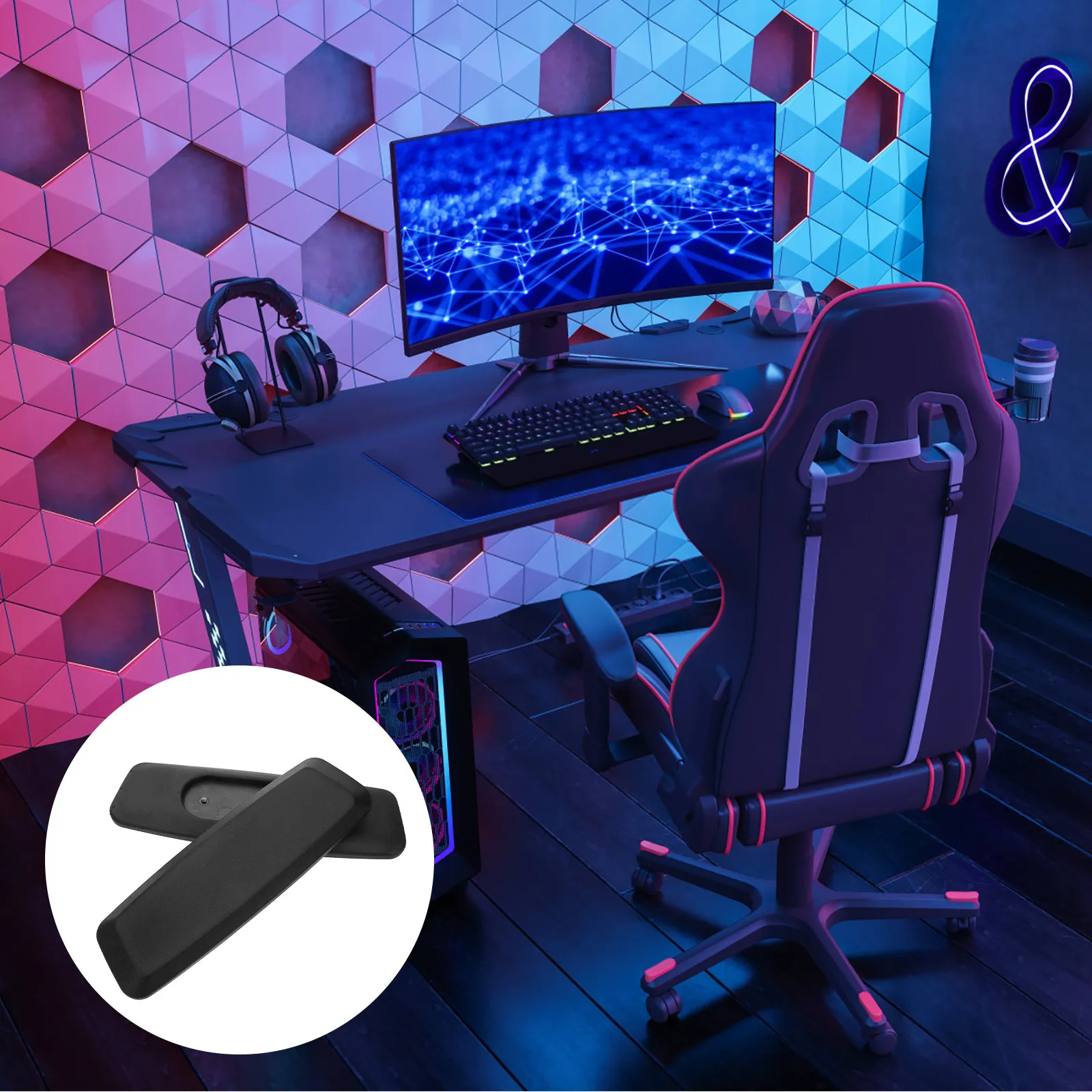 2 Peças de Apoio de Braço em PU para Cadeira de Escritório, Peças de Reposição Confortáveis para Cadeiras de Computador, Jogos e Ergonômicas