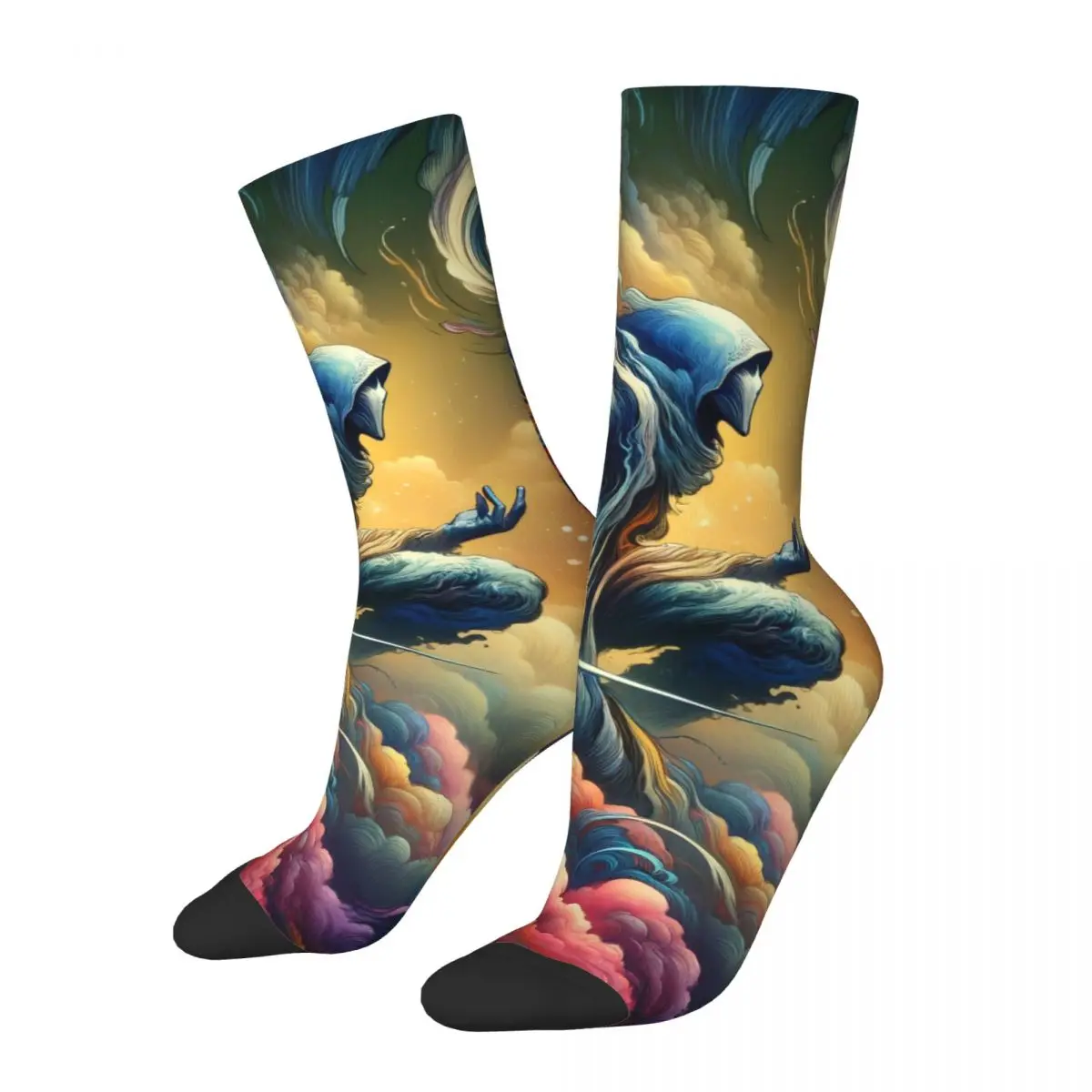 Colorful Auspicious Clouds Grim Reaper Ghost Sock Printed Man Polyester