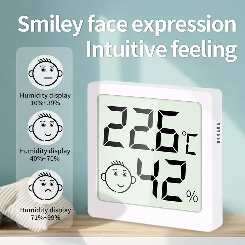 Mini Smile indoor and outdoor weather station LCD Electronic Digital air humidity meter and temperature Smart Home